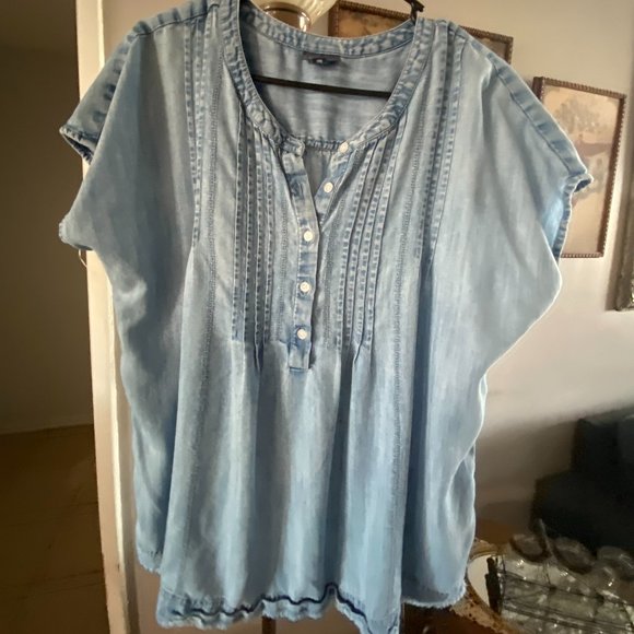 J Jill, size large, denim oversized top - Picture 3 of 4